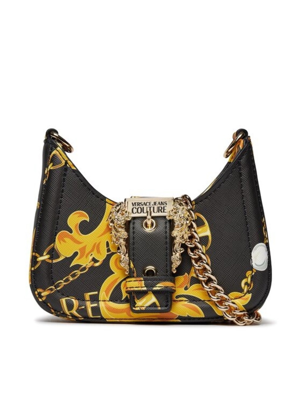 Versace Jeans Collection Black and Gold Baroque Shoulder Bag